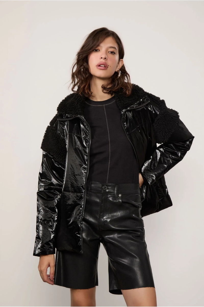 JAQUETA DE NYLON COM PELO ANIMALE JEANS