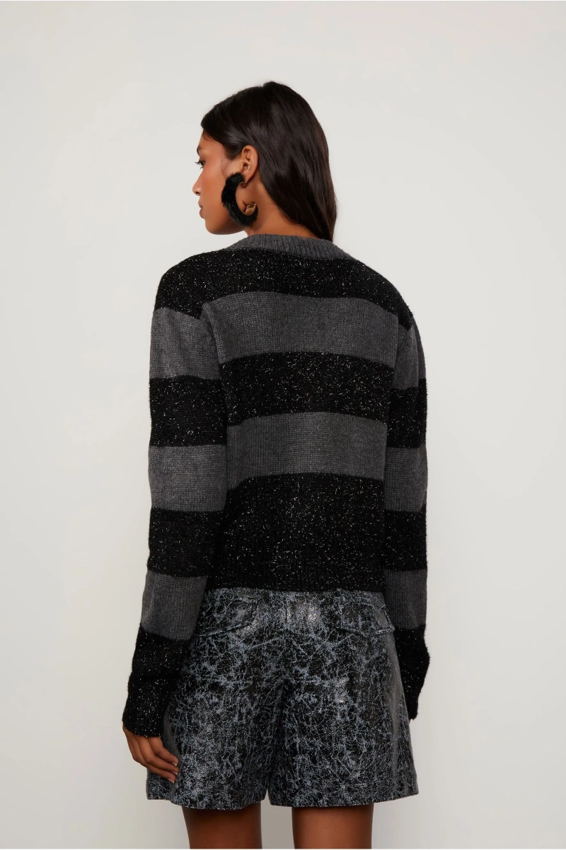 CARDIGAN DE TRICOT LISTRADO COM PELINHO LUREX ANIMALE JEANS - Image 2
