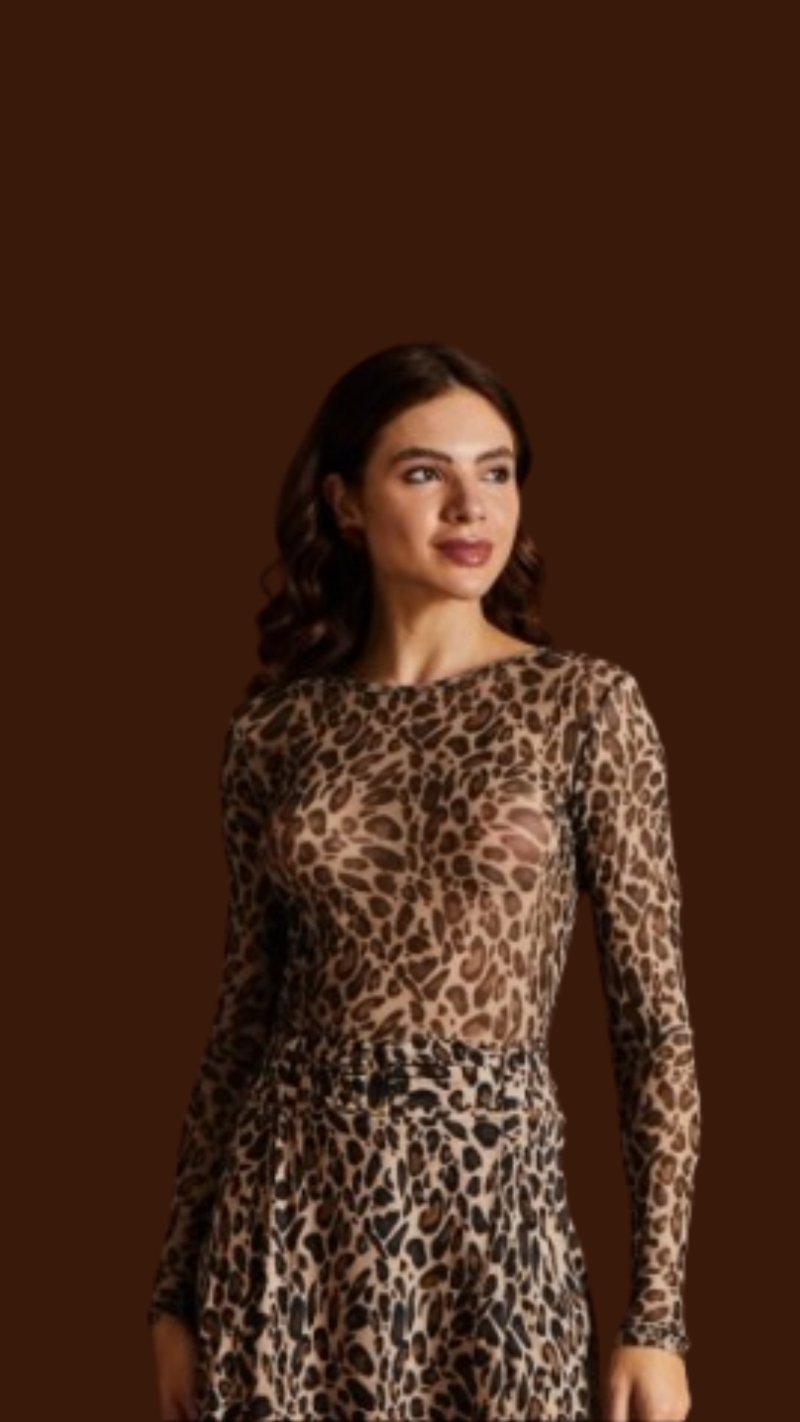 BLUSA TULE ONÇA VOAR