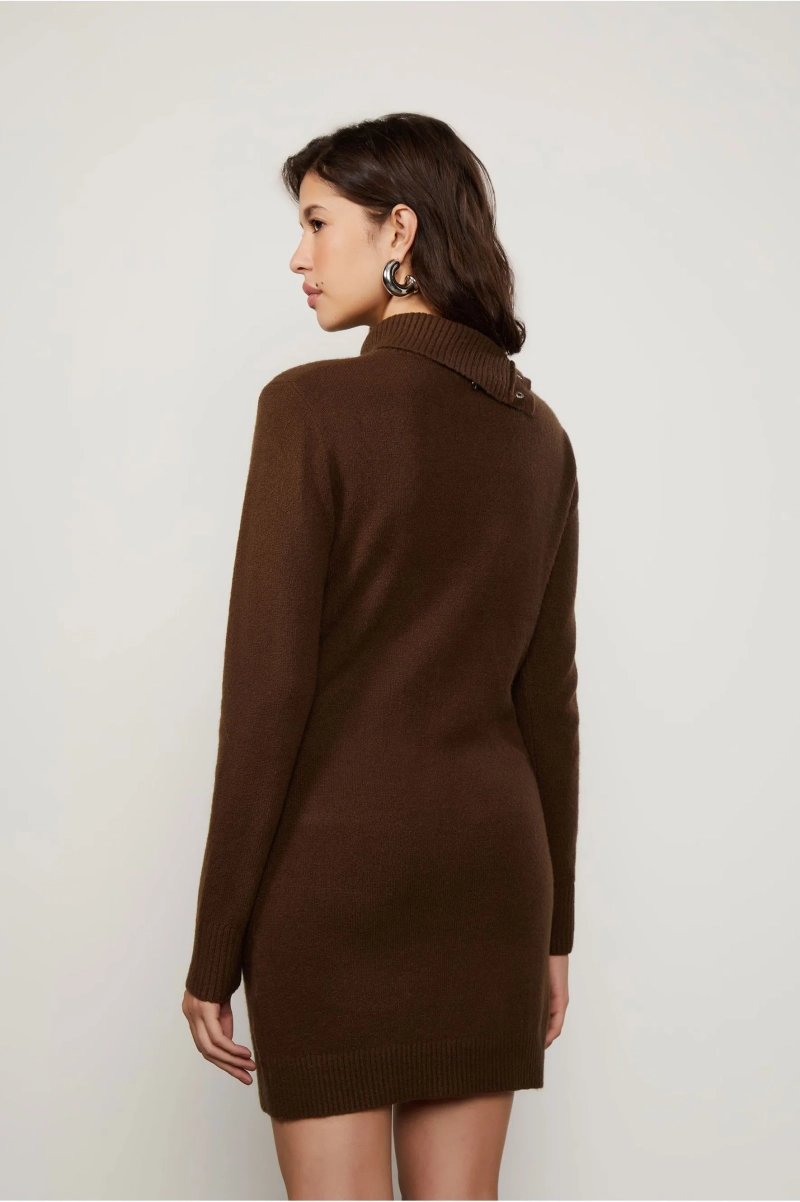 VESTIDO DE TRICOT CURTO MARROM ANIMALE JEANS - Image 3