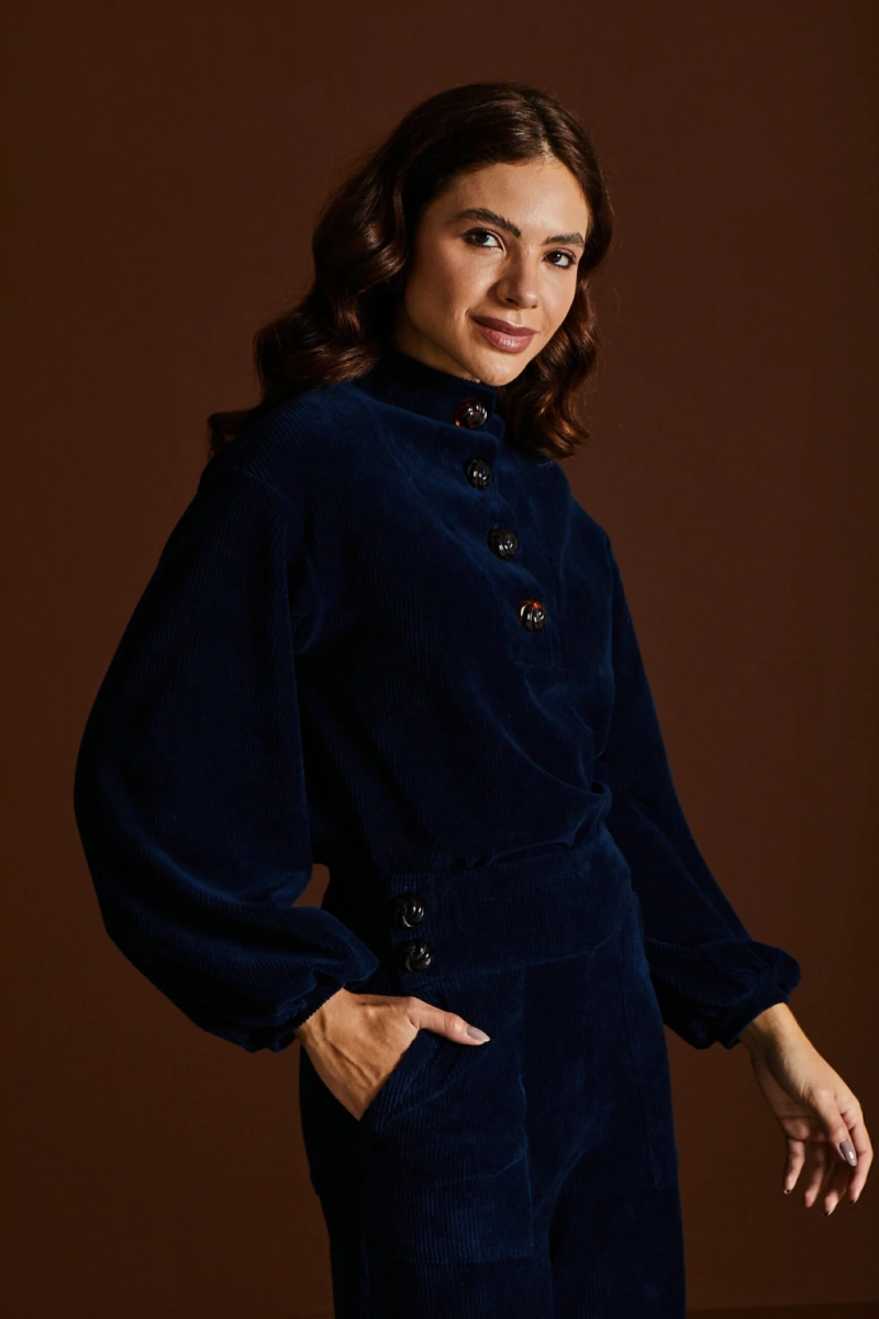 BLUSA AZUL VELUDO VOAR