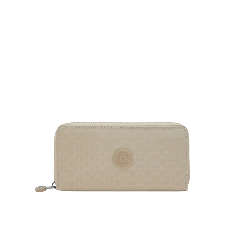 CARTEIRA KIPLING MONEY WORLD ESTAMPADA BEGE