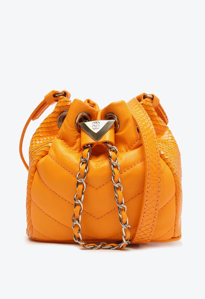 Bolsa Mini Bucket Gianina Couro Laranja |S5001144480003