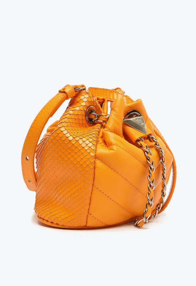 Bolsa Mini Bucket Gianina Couro Laranja |S5001144480003 - Image 3