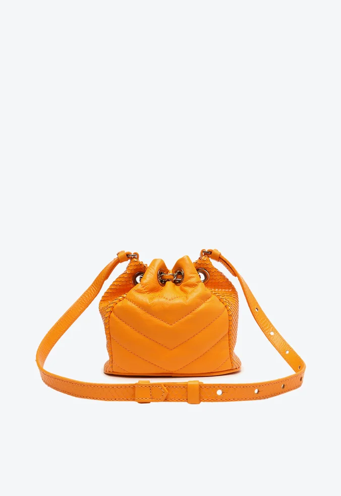 Bolsa Mini Bucket Gianina Couro Laranja |S5001144480003 - Image 4