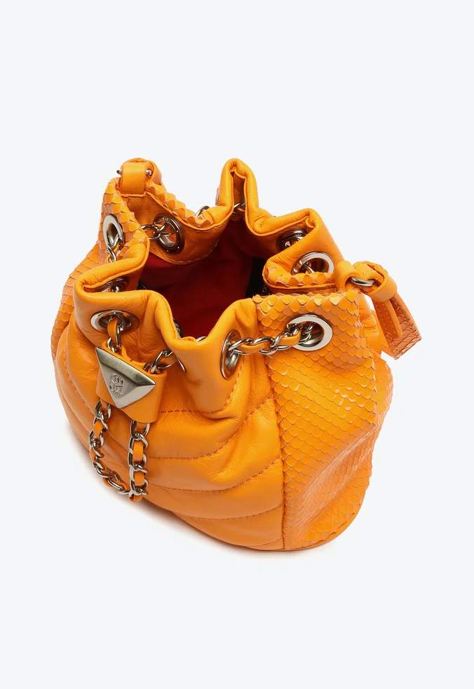 Bolsa Mini Bucket Gianina Couro Laranja |S5001144480003 - Image 5