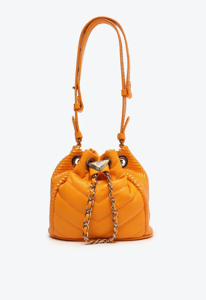 Bolsa Mini Bucket Gianina Couro Laranja |S5001144480003 - Image 6