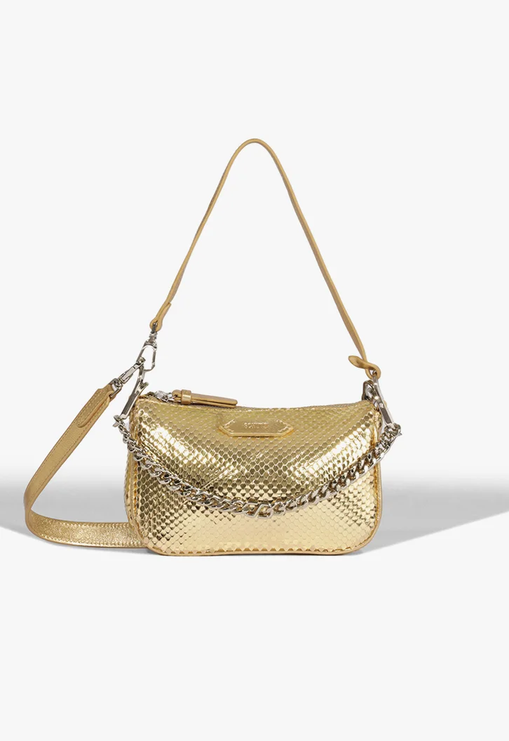 Bolsa Tiracolo Dourada Schutz Baguete Emmy Couro | S5001813490051